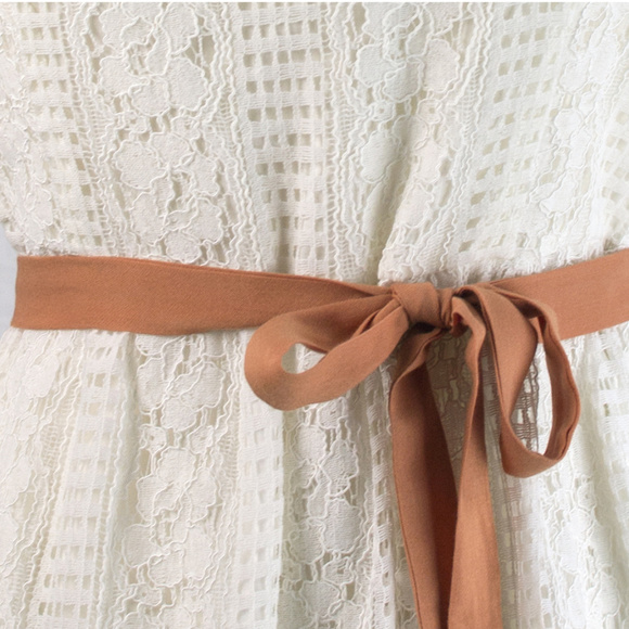 Frock Shop | White Tiered Lace Off Shoulder Dress with Sash - Picture 4 of 4